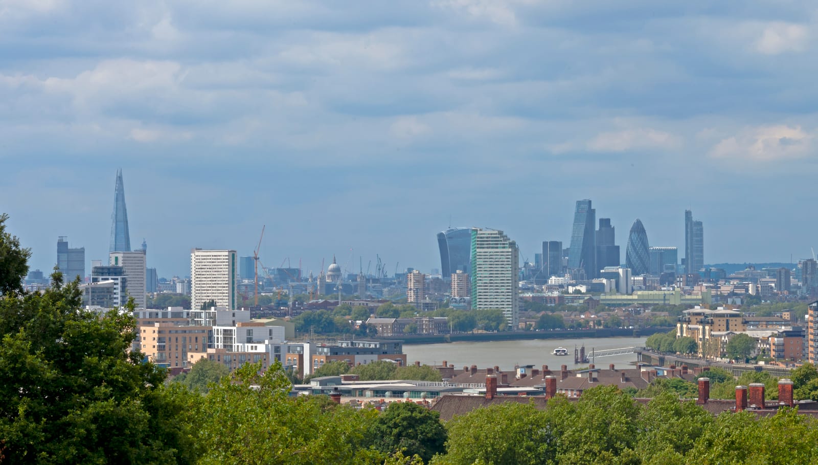 The Shard and the City of London skyline seen from Greenwich.