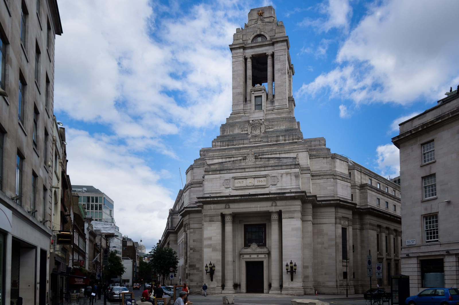 Freemasons' Hall, the Art Deco tower on Great Queen Street.