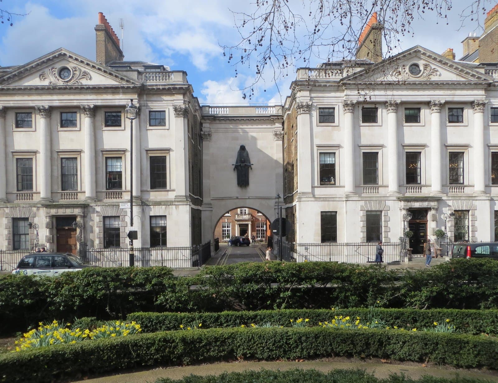 The paired neoclassical houses at 11-13 Cavendish Square, home of the King's Fund.