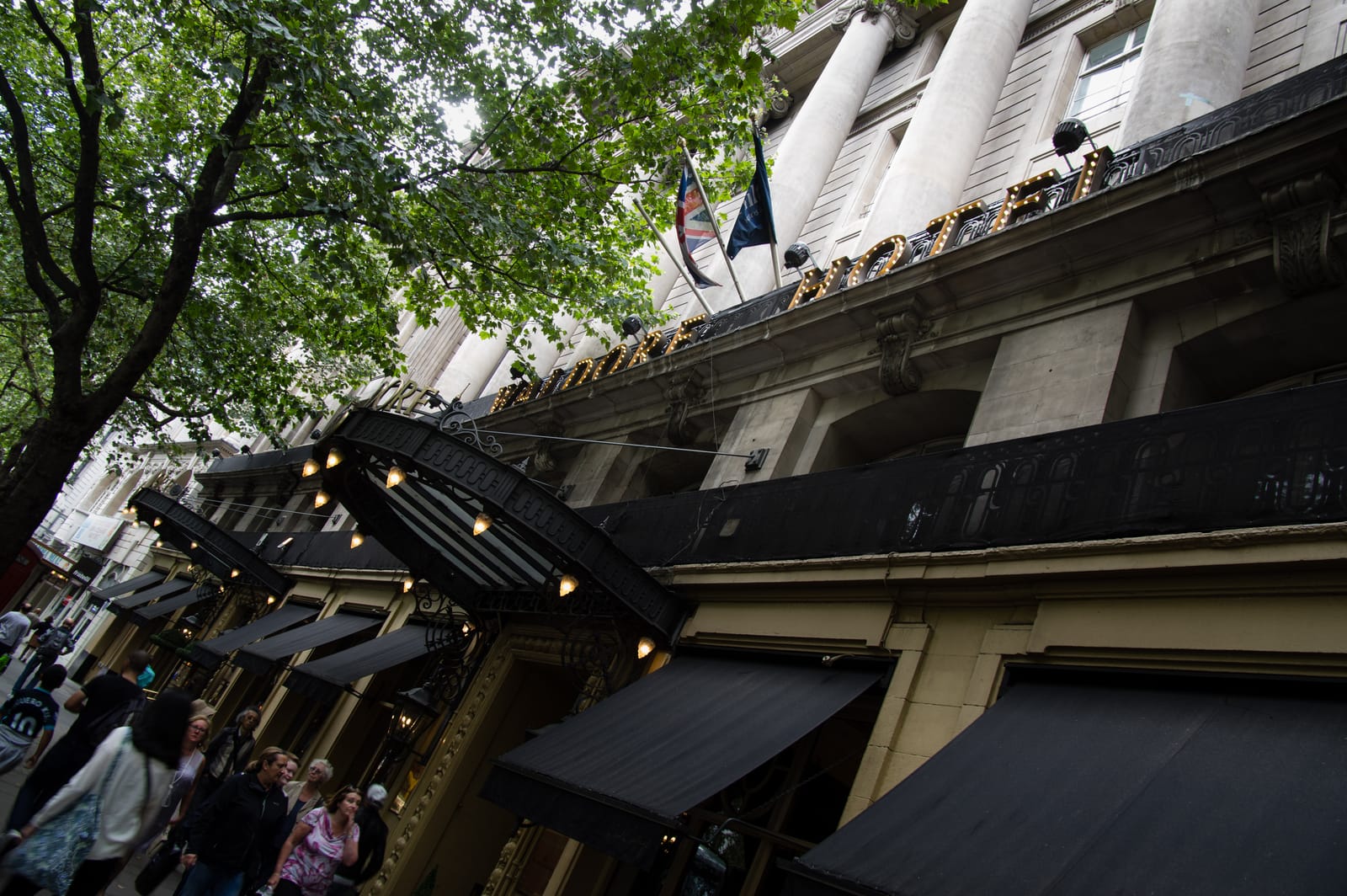 The Waldorf Hilton facade and canopy on Aldwych.