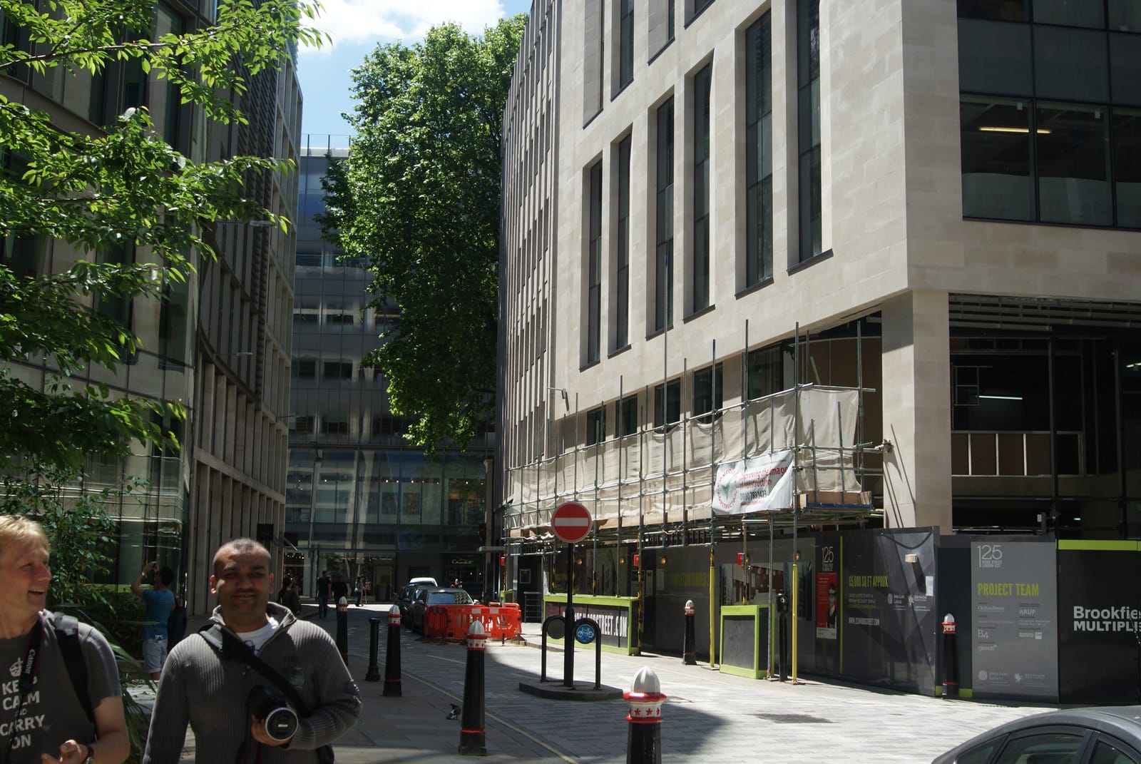 Wood Street in the City, with the Portland-stone block at 125 Wood Street on the right nearing completion in 2014.